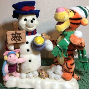 Disney Pooh ~ Tigger ~ Piglet ~ Snowman Animated Winter Wonderland Rare by Telco